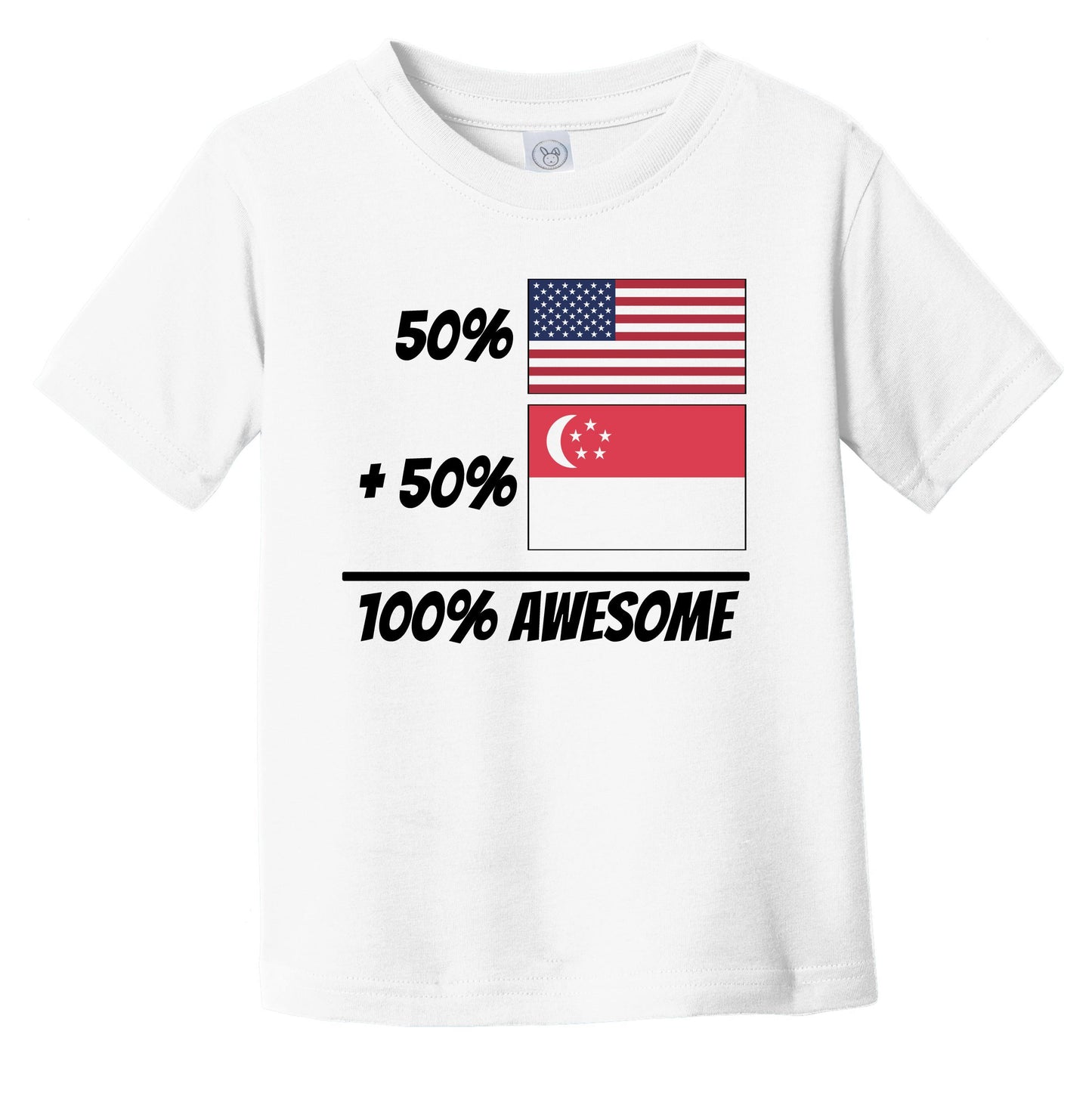 50% American Plus 50% Singaporean Equals 100% Awesome Cute Singapore Flag Infant Toddler T-Shirt