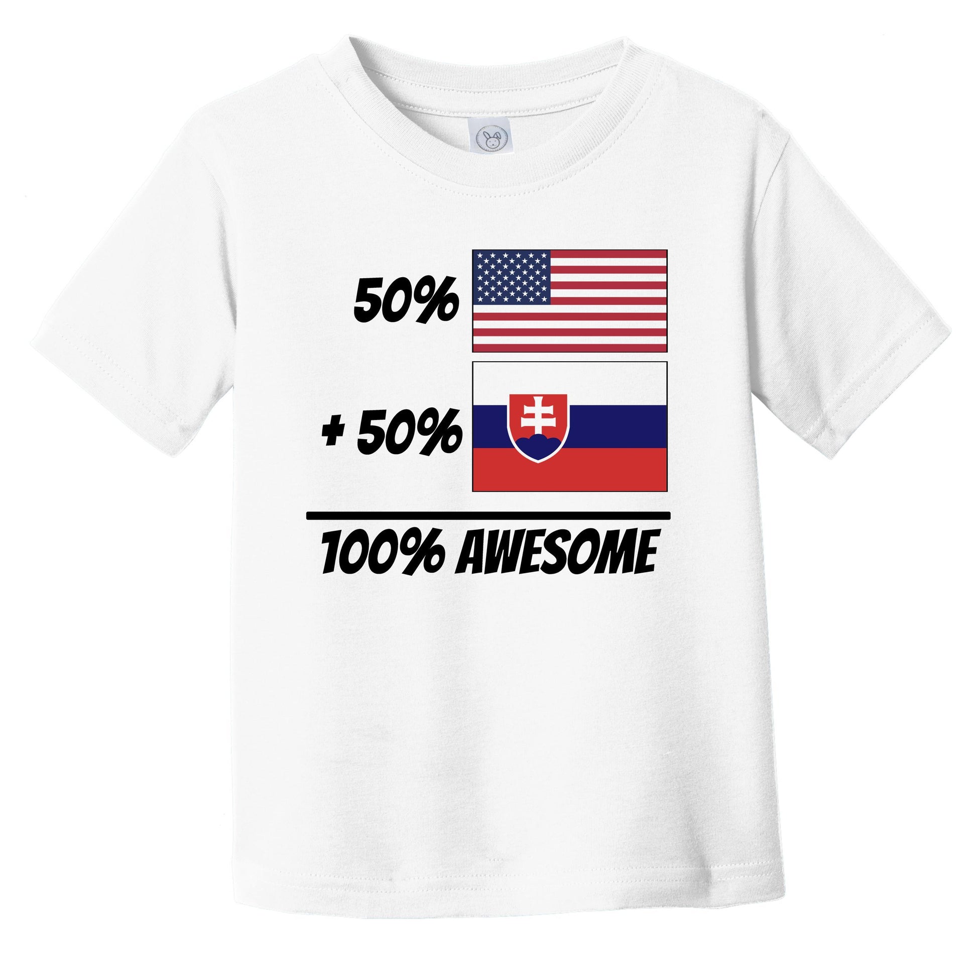 50% American Plus 50% Slovakian Equals 100% Awesome Cute Slovakia Flag Infant Toddler T-Shirt