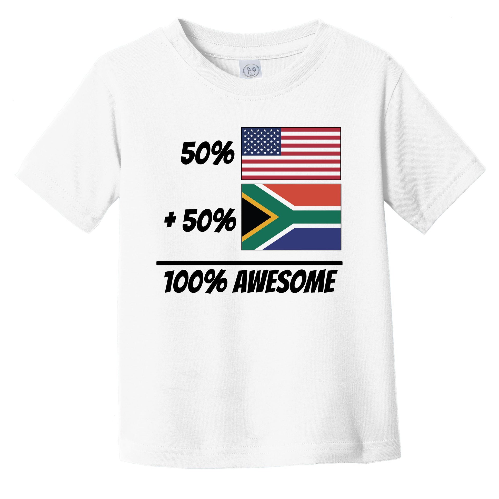 50% American Plus 50% South African Equals 100% Awesome Cute South Africa Flag Infant Toddler T-Shirt