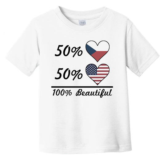 50% Czech 50% American 100% Beautiful Czech Republic Flag Heart Infant Toddler T-Shirt