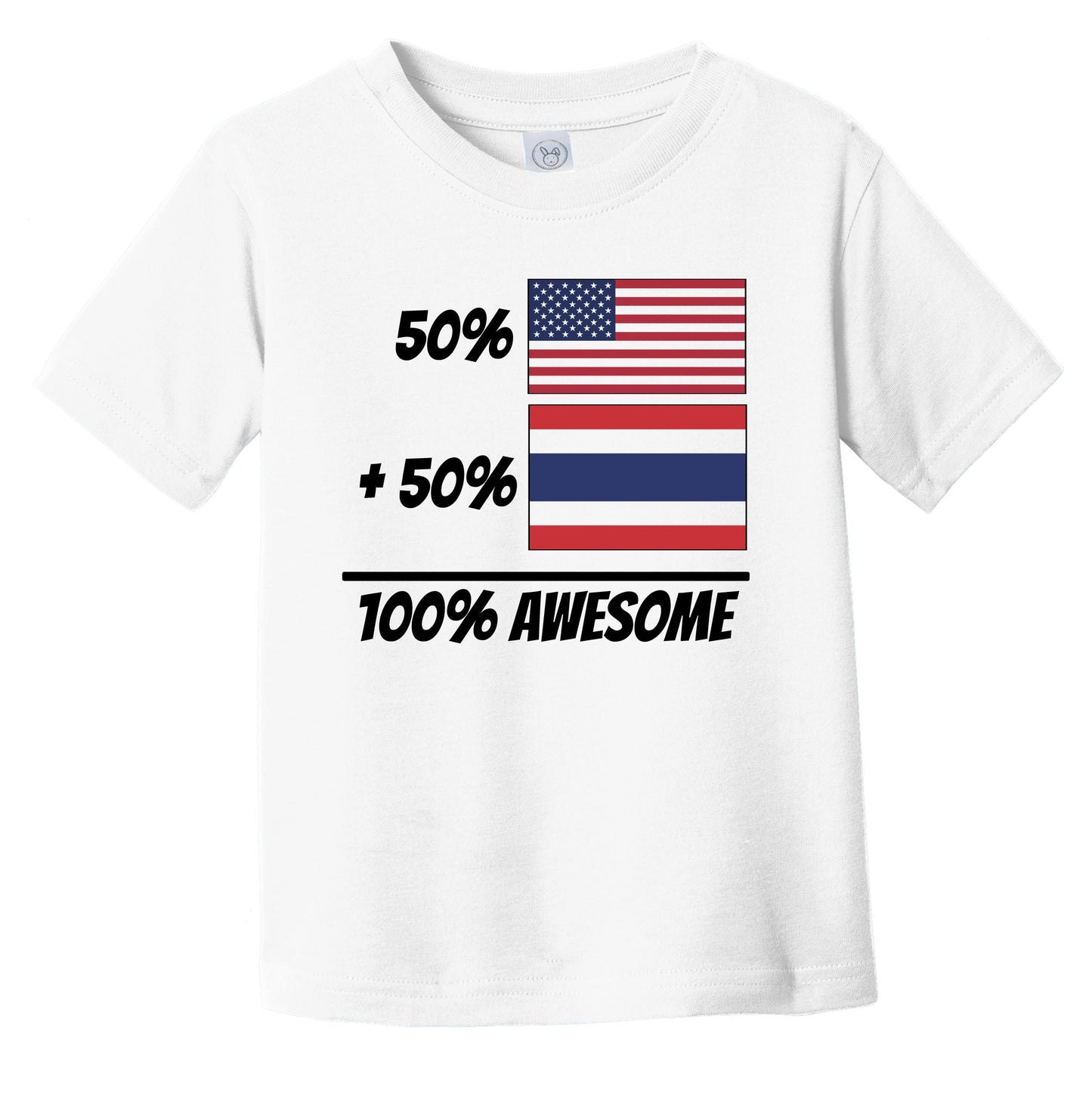 50% American Plus 50% Thai Equals 100% Awesome Cute Thailand Flag Infant Toddler T-Shirt