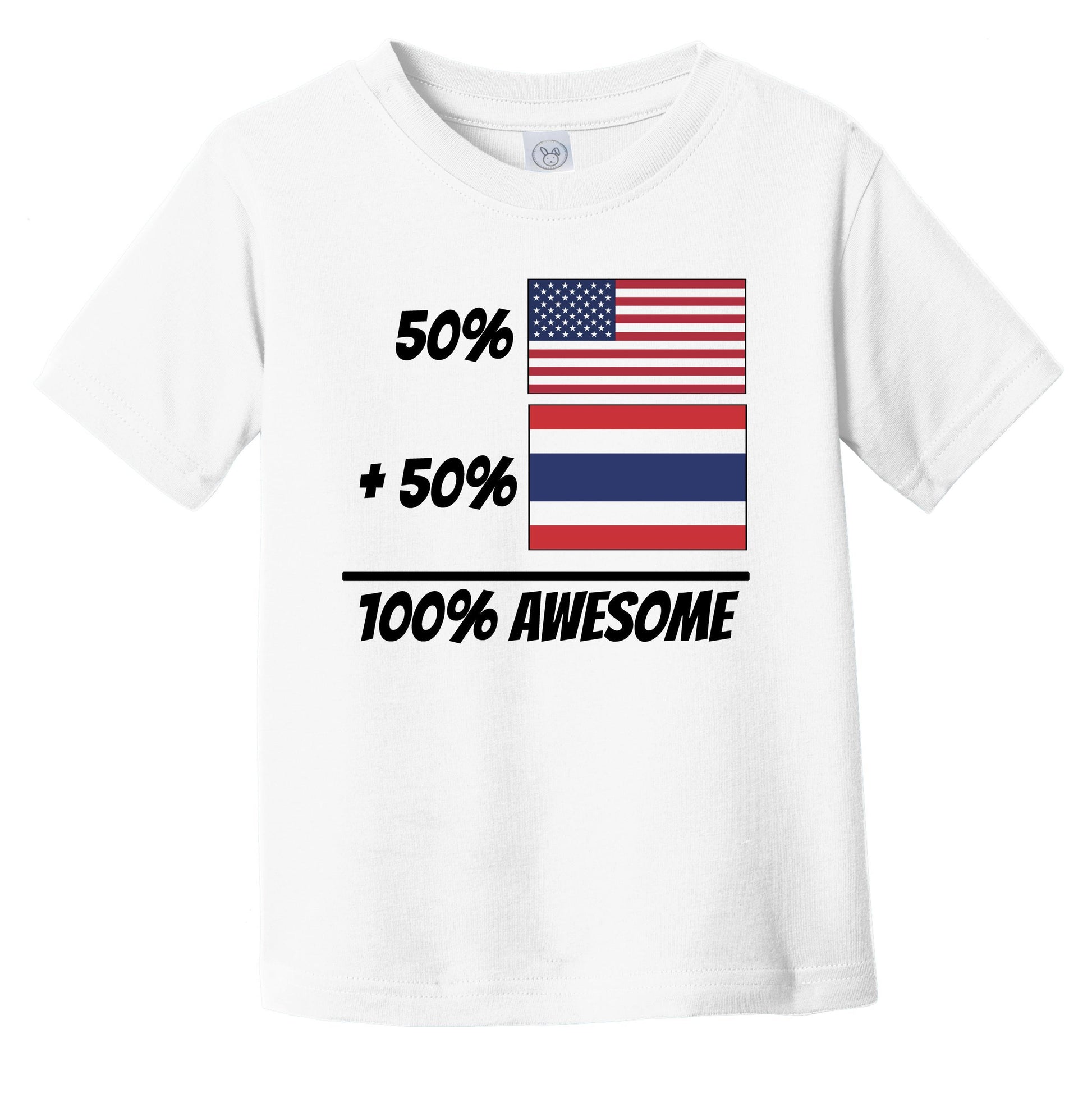 50% American Plus 50% Thai Equals 100% Awesome Cute Thailand Flag Infant Toddler T-Shirt