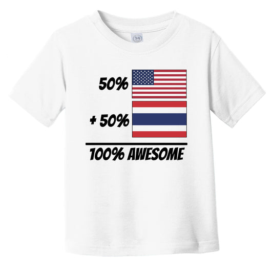 50% American Plus 50% Thai Equals 100% Awesome Cute Thailand Flag Infant Toddler T-Shirt