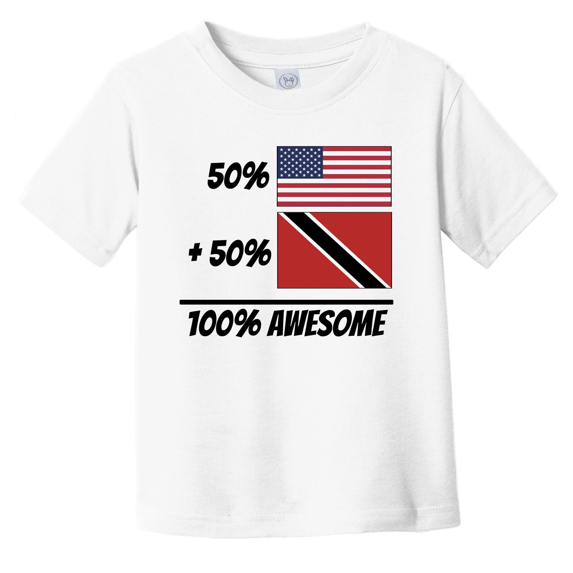 50% American Plus 50% Trinidadian Equals 100% Awesome Cute Trinidad and Tobago Flag Infant Toddler T-Shirt