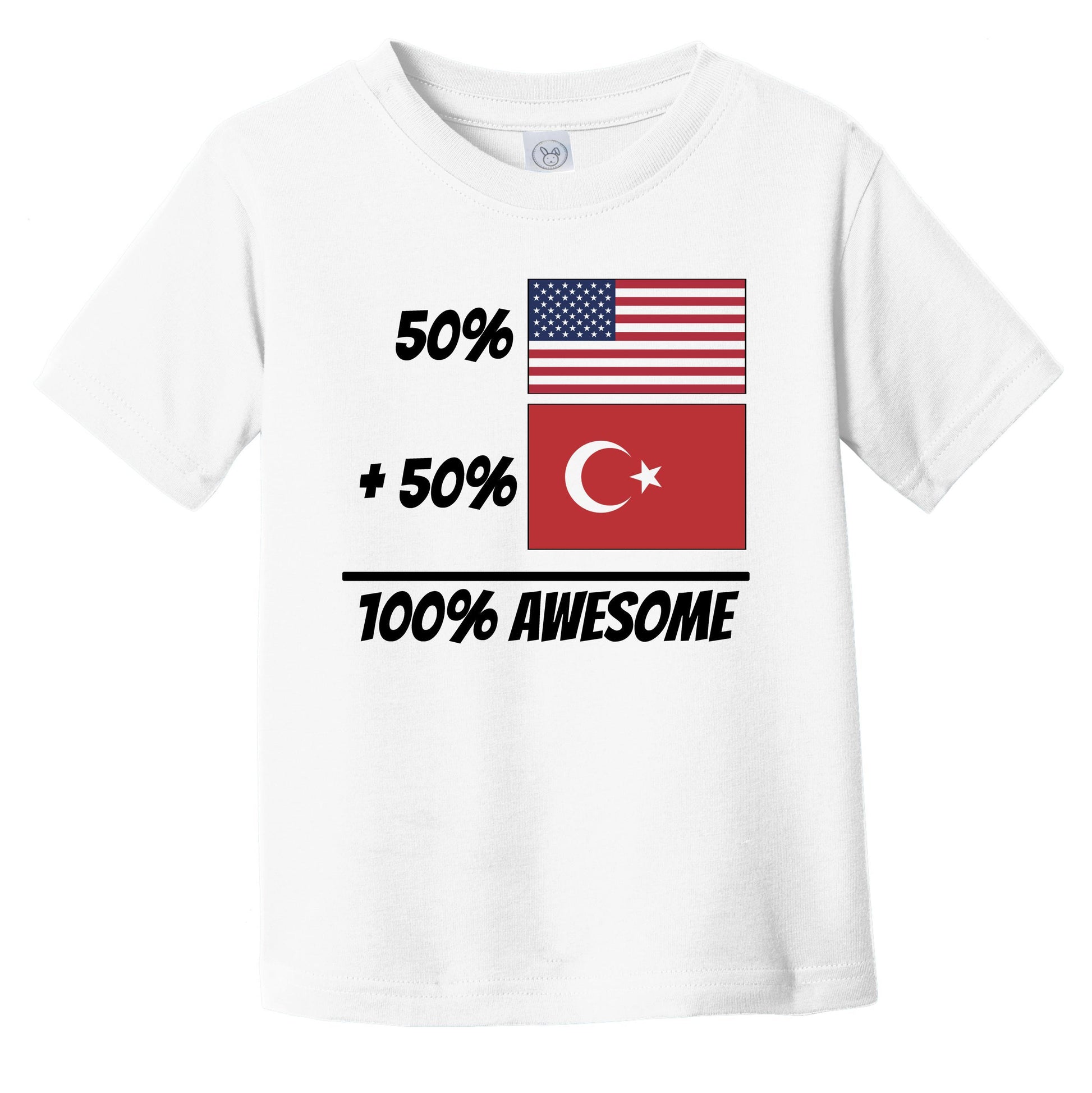 50% American Plus 50% Turkish Equals 100% Awesome Cute Turkey Flag Infant Toddler T-Shirt