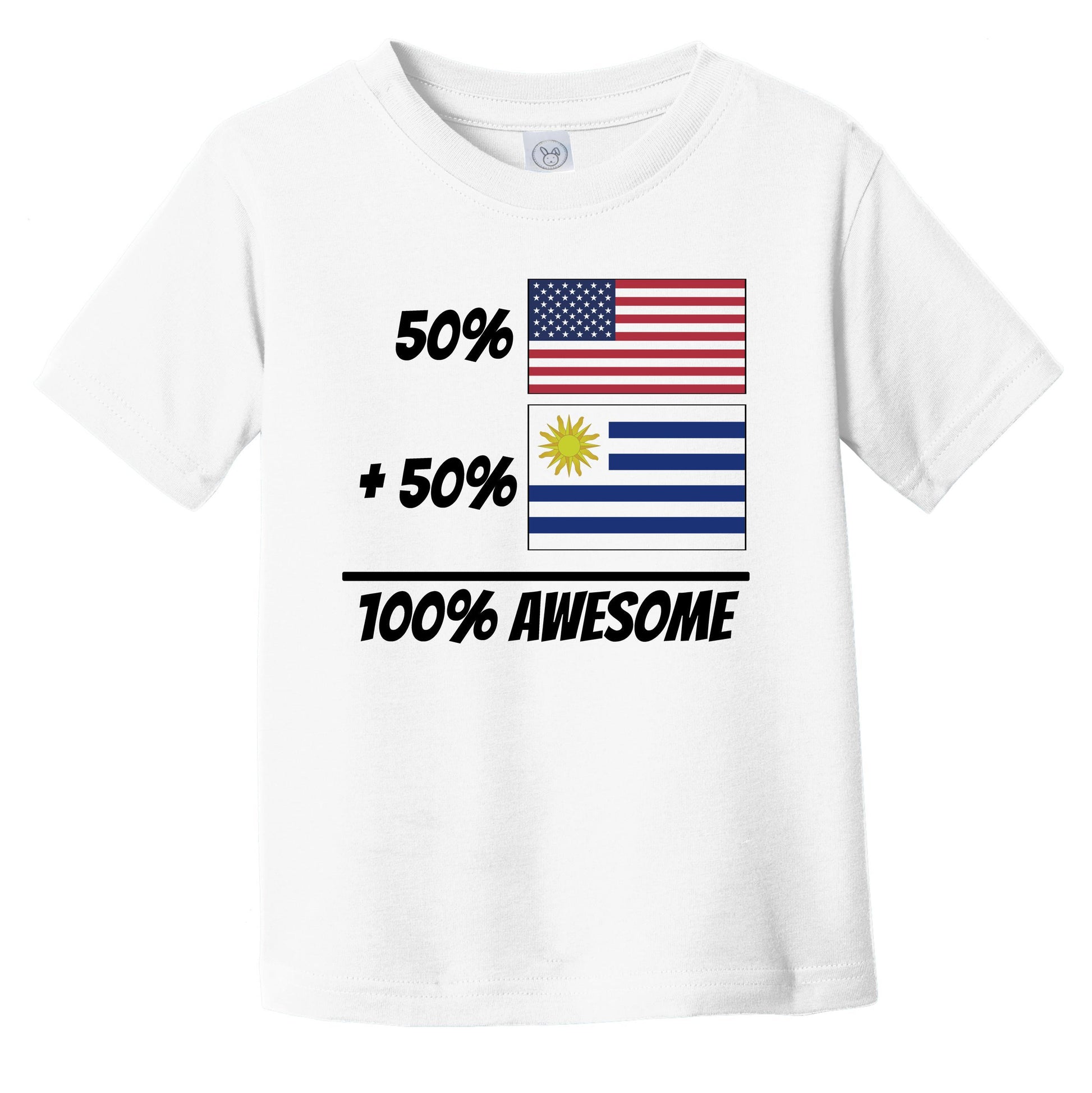 50% American Plus 50% Uruguayan Equals 100% Awesome Cute Uruguay Flag Infant Toddler T-Shirt