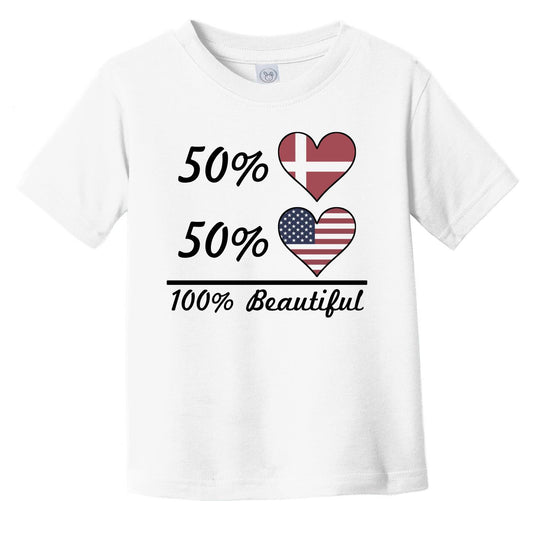 50% Danish 50% American 100% Beautiful Denmark Flag Heart Infant Toddler T-Shirt