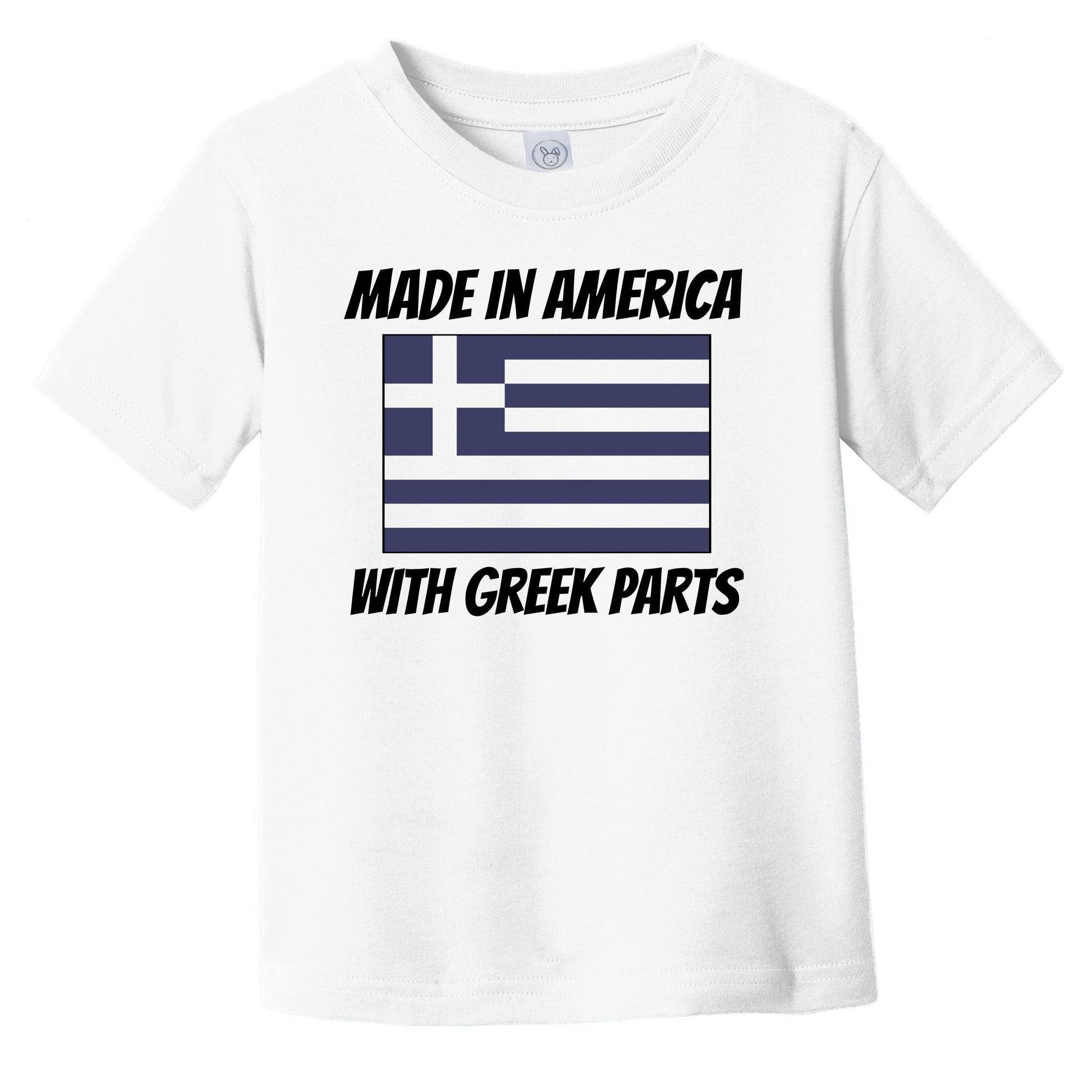 Made In America With Greek Parts Greece Flag Funny Infant Toddler T-Shirt