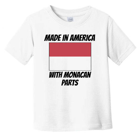 Made In America With Monacan Parts Monaco Flag Funny Infant Toddler T-Shirt