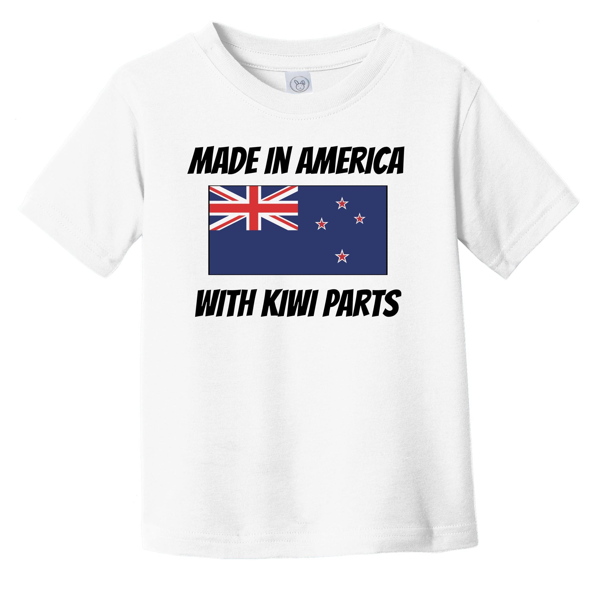 Made In America With Kiwi Parts New Zealand Flag Funny Infant Toddler T-Shirt