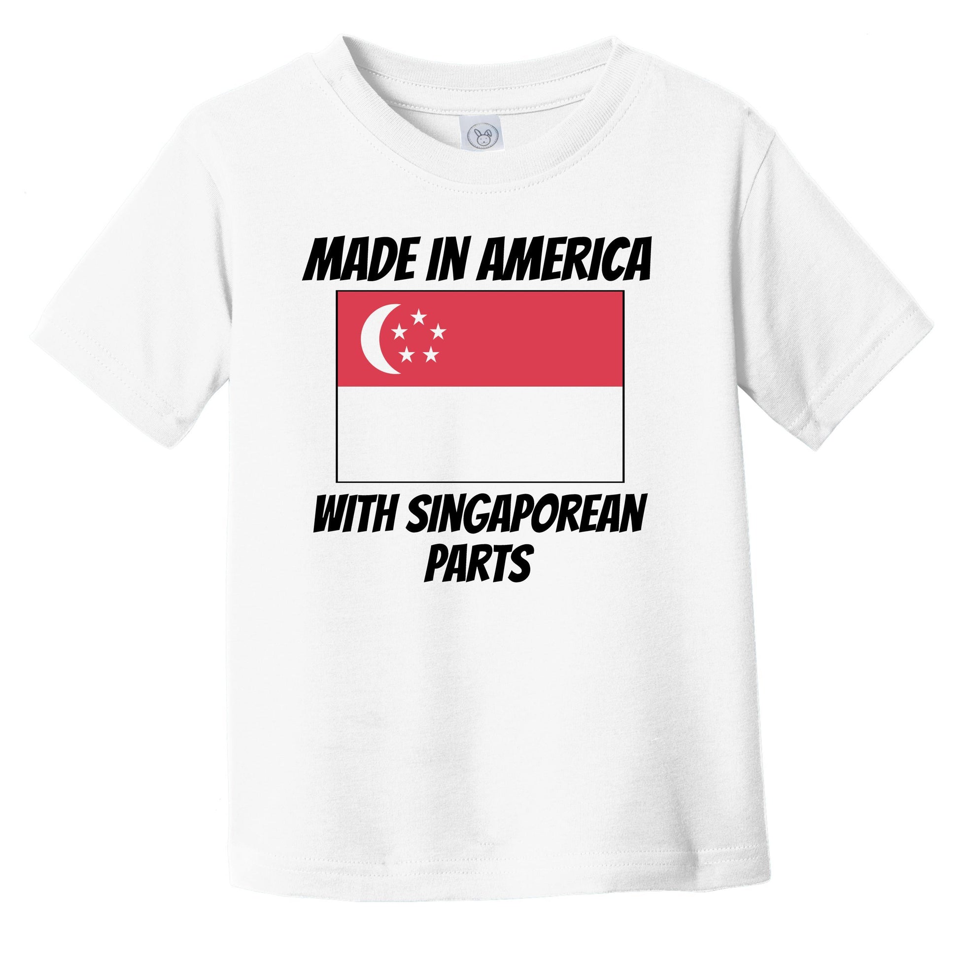 Made In America With Singaporean Parts Singapore Flag Funny Infant Toddler T-Shirt