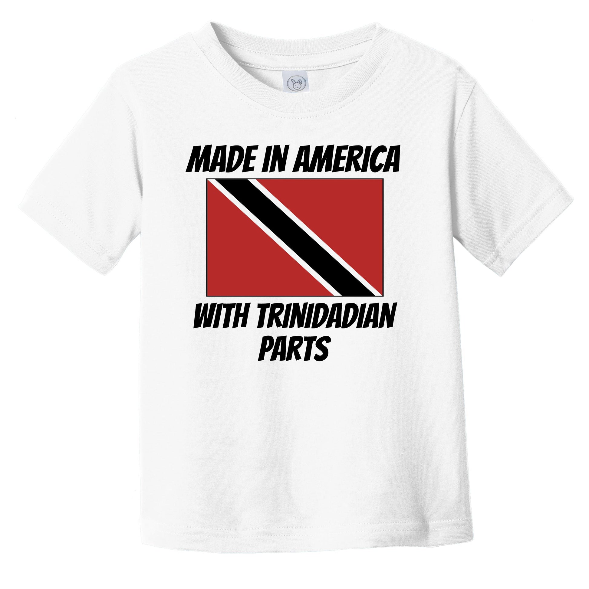 Made In America With Trinidadian Parts Trinidad and Tobago Flag Funny Infant Toddler T-Shirt