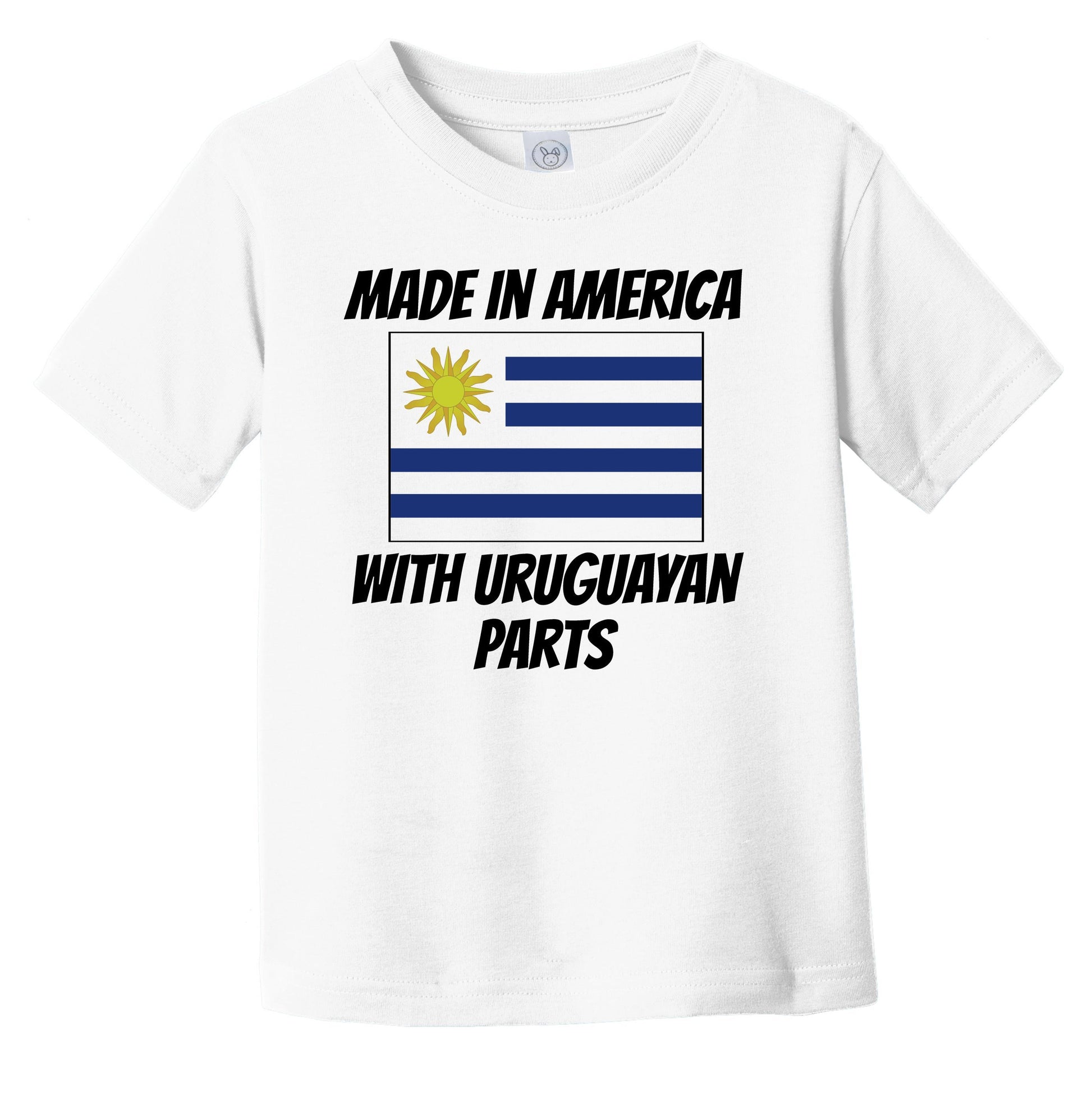 Made In America With Uruguayan Parts Uruguay Flag Funny Infant Toddler T-Shirt