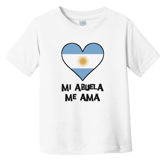 My Grandma Loves Me Spanish Language Argentina Flag Heart Infant Toddler T-Shirt - Mi abuela me ama
