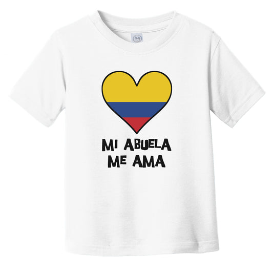 My Grandma Loves Me Spanish Language Colombia Flag Heart Infant Toddler T-Shirt - Mi abuela me ama