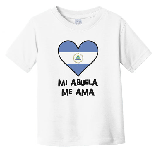 My Grandma Loves Me Spanish Language Nicaragua Flag Heart Infant Toddler T-Shirt - Mi abuela me ama
