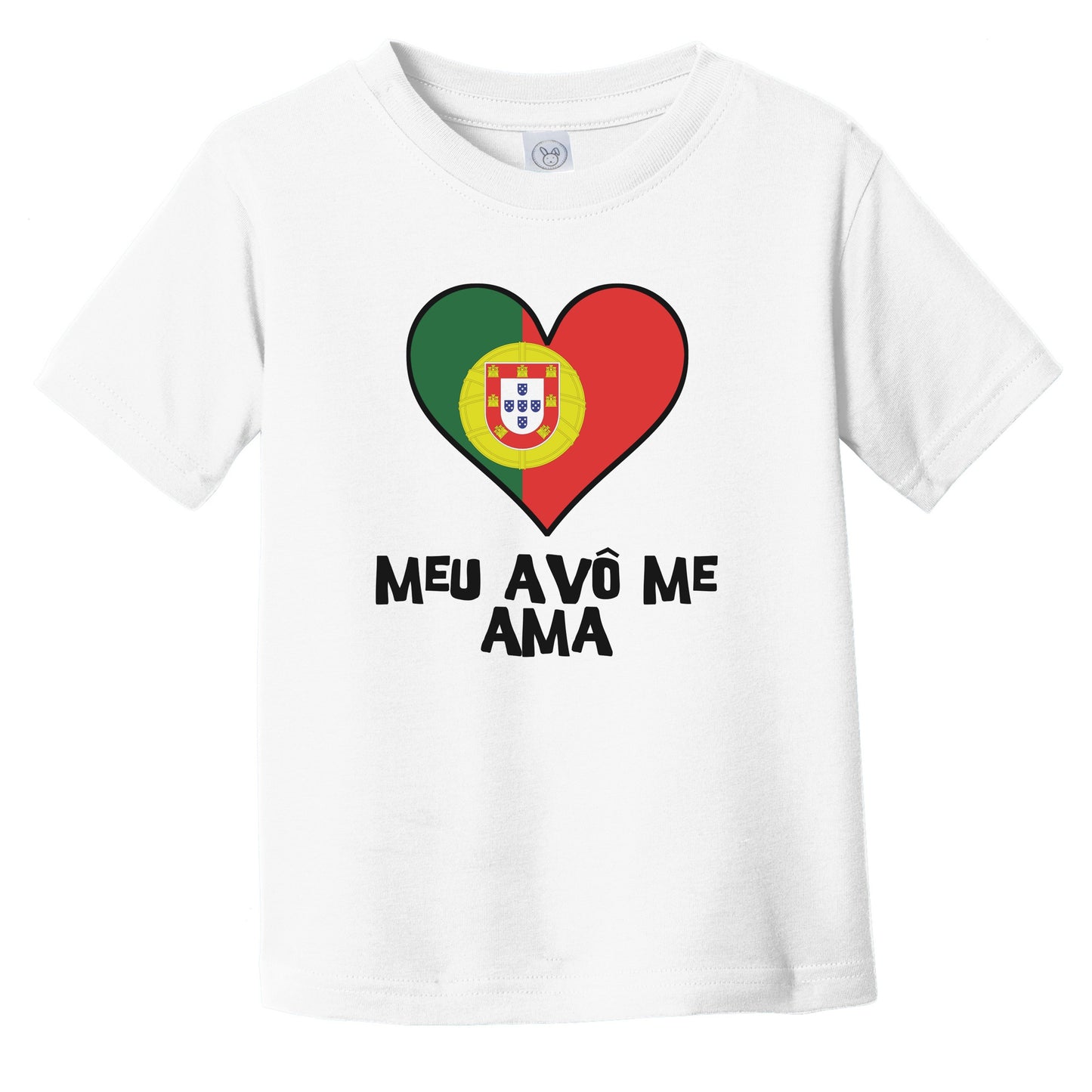 My Grandpa Loves Me Portuguese Language Portugal Flag Heart Infant Toddler T-Shirt - Meu avô me ama