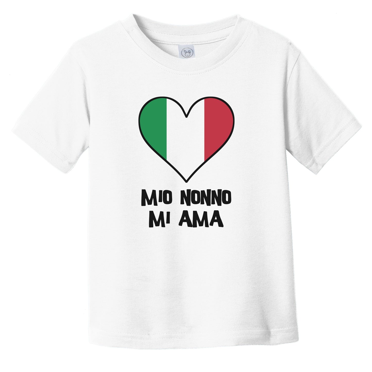 My Grandpa Loves Me Italian Language Italy Flag Heart Infant Toddler T-Shirt - Mio nonno mi ama