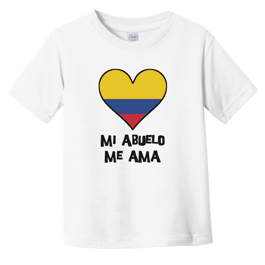 My Grandpa Loves Me Spanish Language Colombia Flag Heart Infant Toddler T-Shirt - Mi abuelo me ama