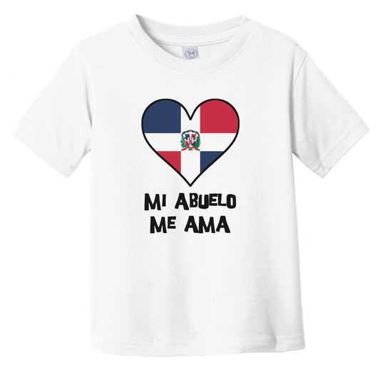 My Grandpa Loves Me Spanish Language Dominican Republic Flag Heart Infant Toddler T-Shirt - Mi abuelo me ama