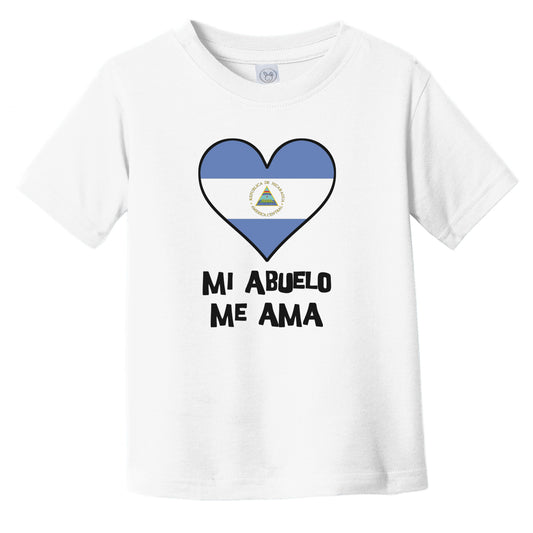 My Grandpa Loves Me Spanish Language Nicaragua Flag Heart Infant Toddler T-Shirt - Mi abuelo me ama