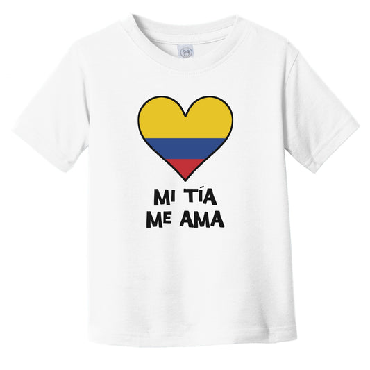 My Aunt Loves Me Spanish Language Colombia Flag Heart Infant Toddler T-Shirt - Mi tía me ama
