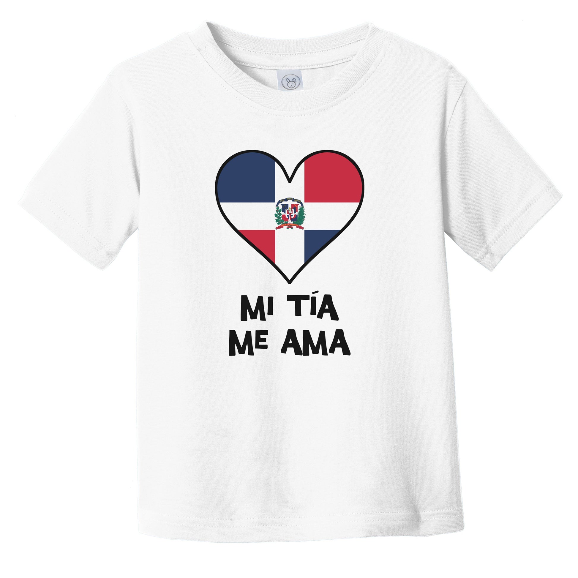 My Aunt Loves Me Spanish Language Dominican Republic Flag Heart Infant Toddler T-Shirt - Mi tía me ama