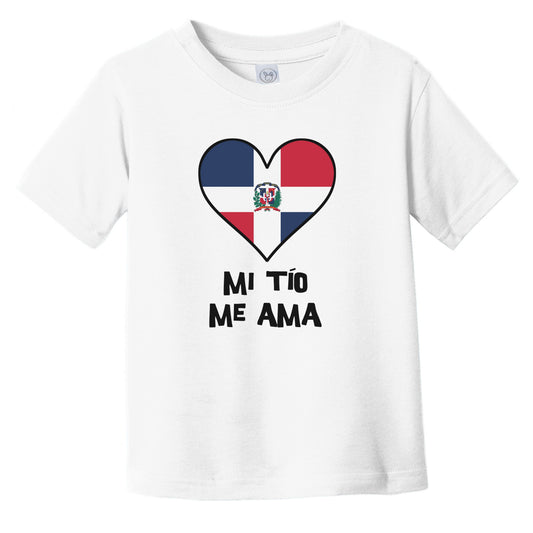 My Uncle Loves Me Spanish Language Dominican Republic Flag Heart Infant Toddler T-Shirt - Mi tío me ama