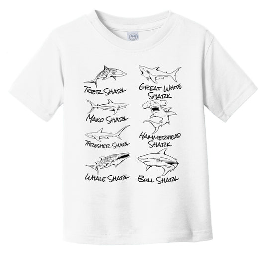 Types of Sharks Cool Shark Infant Toddler T-Shirt