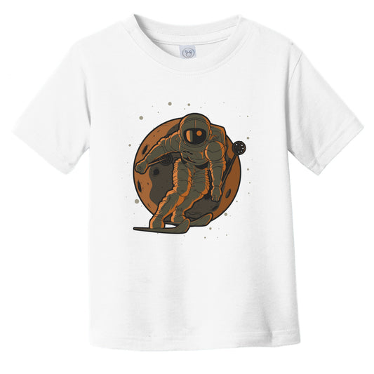 Skiing Toddler Shirt - Astronaut Outer Space Spaceman Skier Infant Toddler T-Shirt