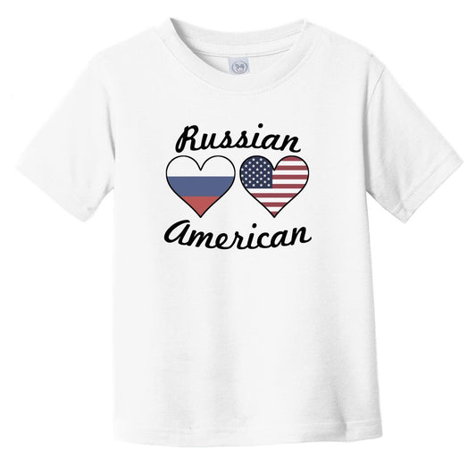 Russian American Flag Hearts Infant Toddler T-Shirt