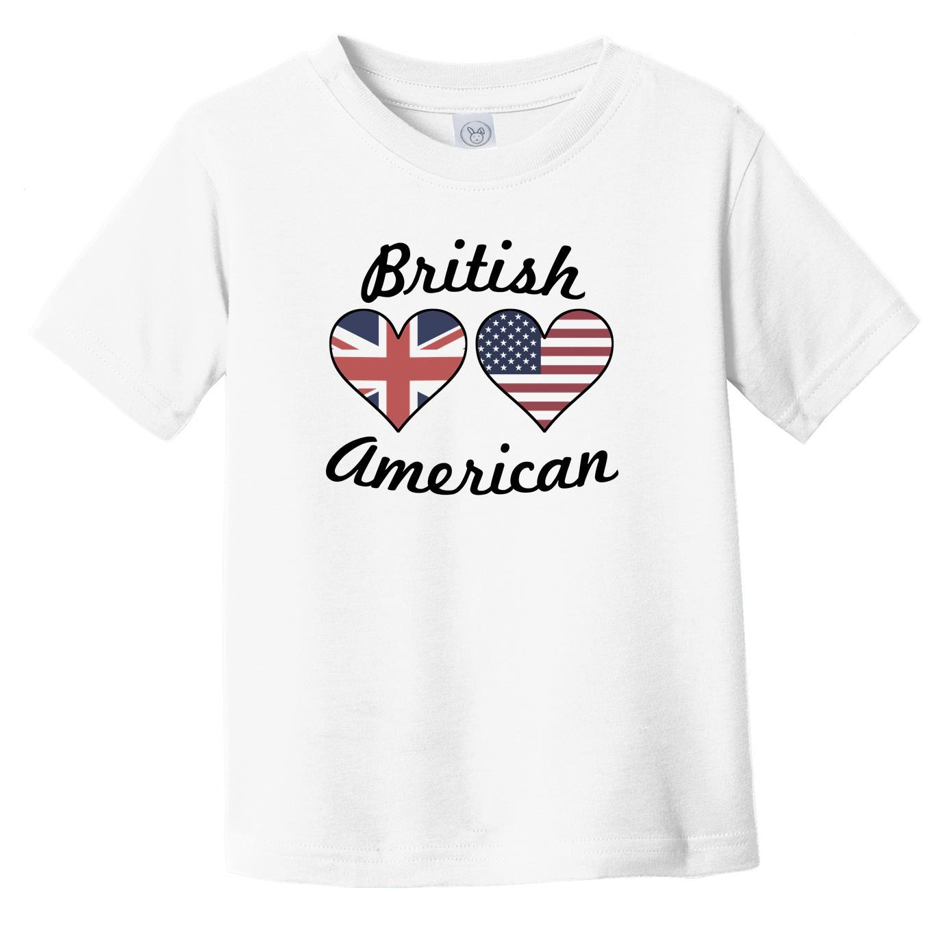 British American Flag Hearts Infant Toddler T-Shirt