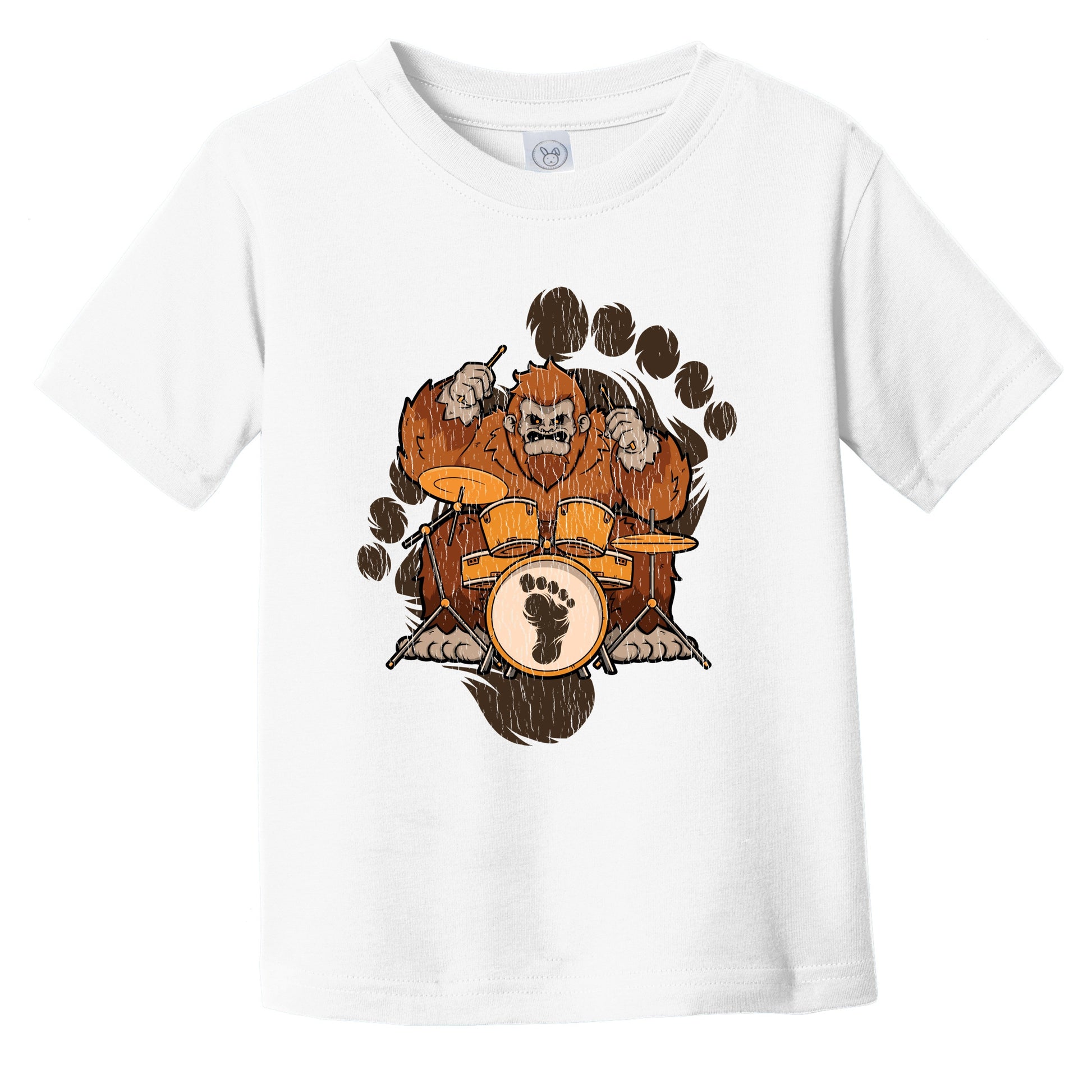 Toddler Bigfoot Drummer Shirt - Sasquatch Playing Drums Infant Toddler T-Shirt