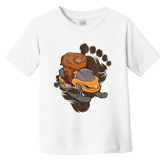 Toddler Bigfoot Snowmobiling Shirt - Sasquatch Riding Snowmobile Infant Toddler T-Shirt