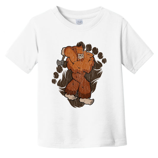 Toddler Bigfoot Axe Throwing Shirt - Sasquatch Throwing Axe Infant Toddler T-Shirt