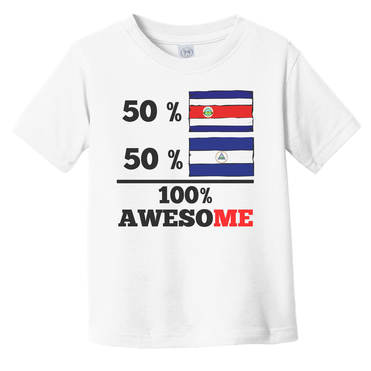 50% Costa Rican 50% Nicaraguan 100% Awesome Costa Rica Nicaragua Flags Funny Infant Toddler T-Shirt