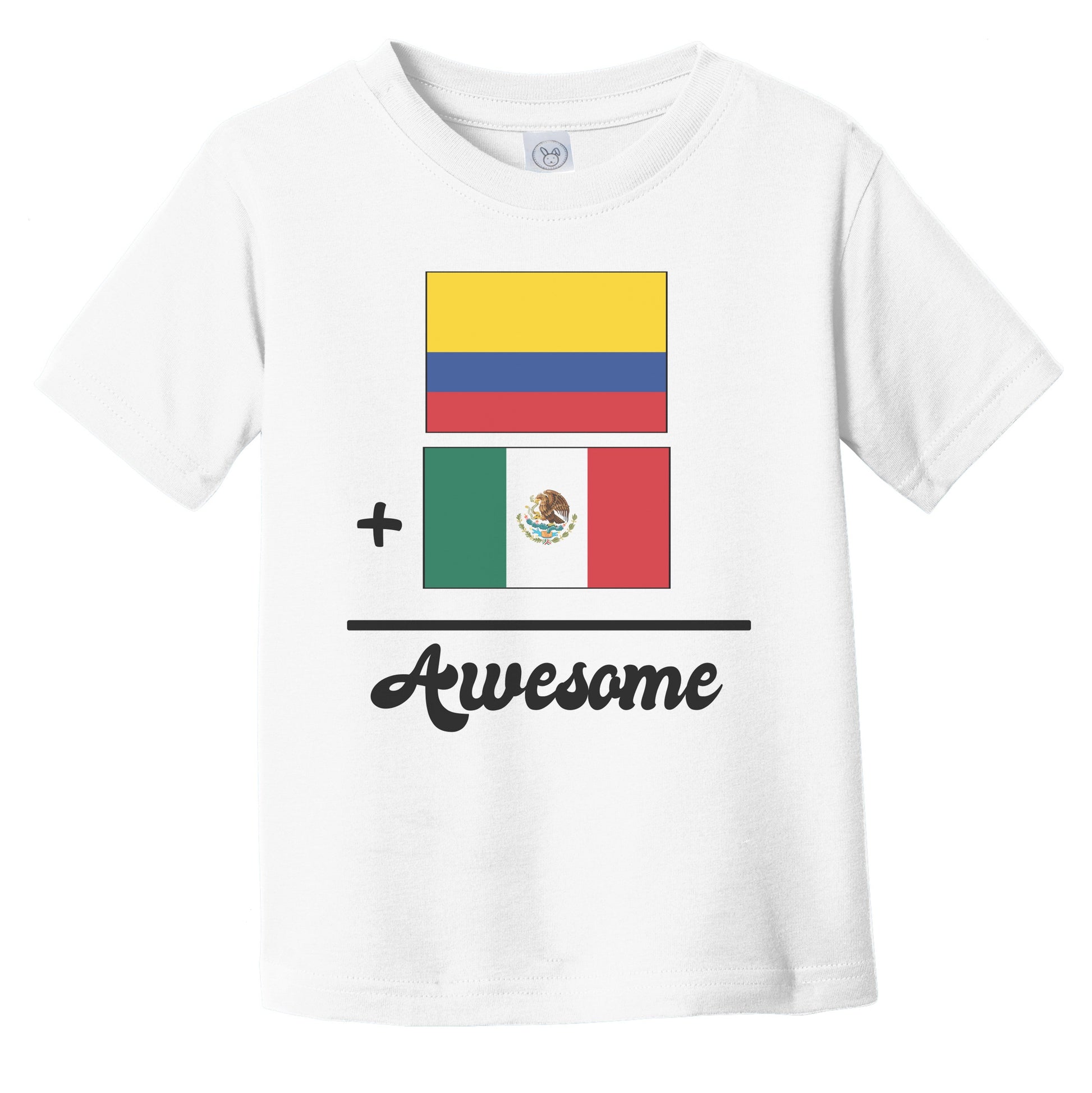 Colombia Plus Mexico Equals Awesome Cute Colombian Mexican Flags Infant Toddler T-Shirt