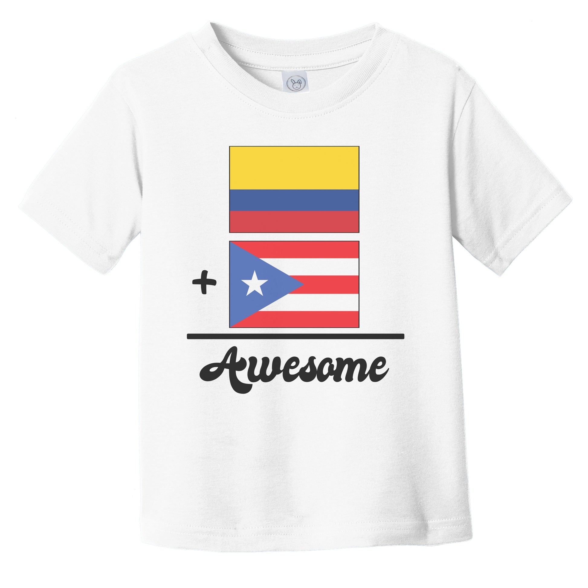 Colombia Plus Puerto Rico Equals Awesome Cute Colombian Puerto Rican Flags Infant Toddler T-Shirt