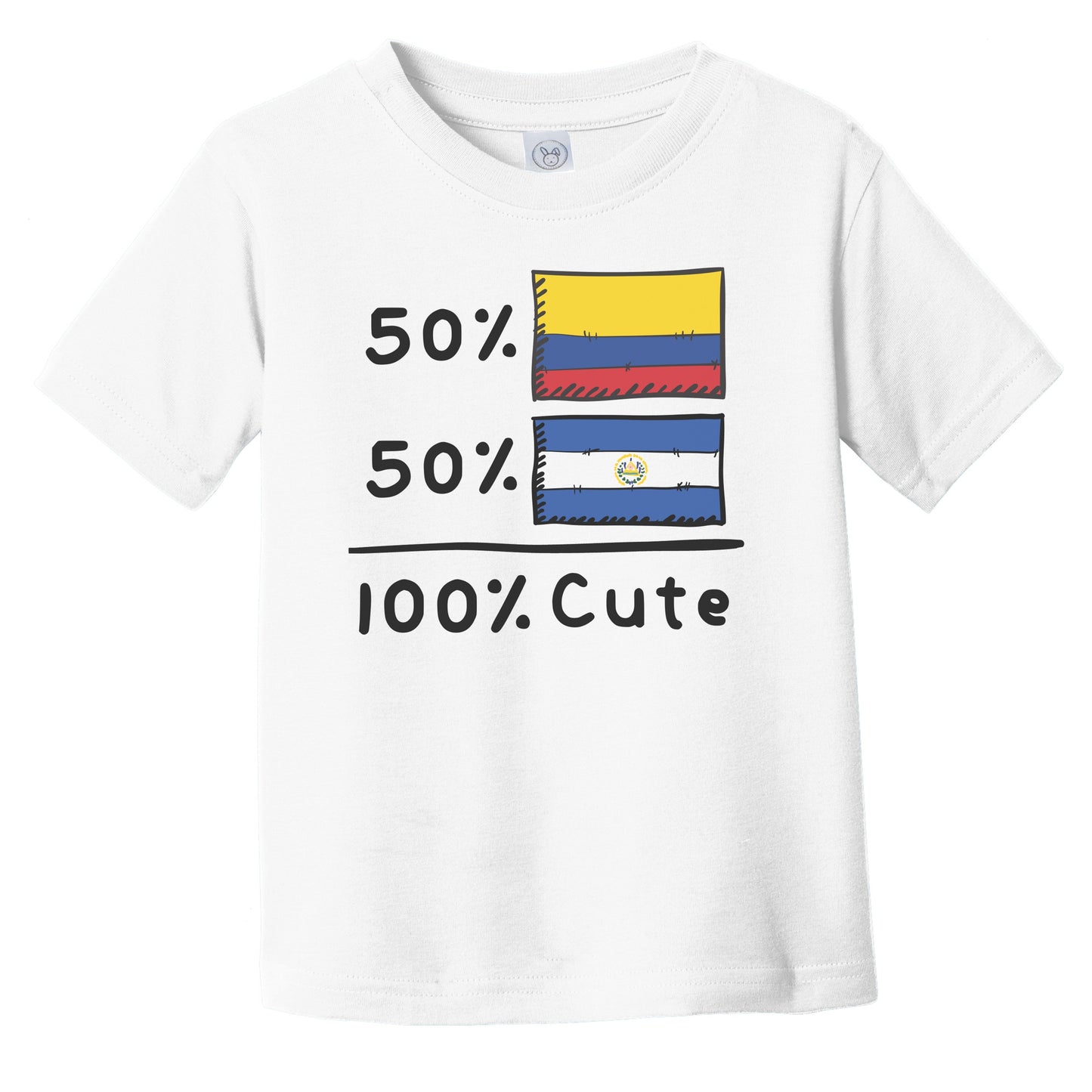50% Colombian Plus 50% Salvadorian Equals 100% Cute Colombia El Salvador Flags Infant Toddler T-Shirt