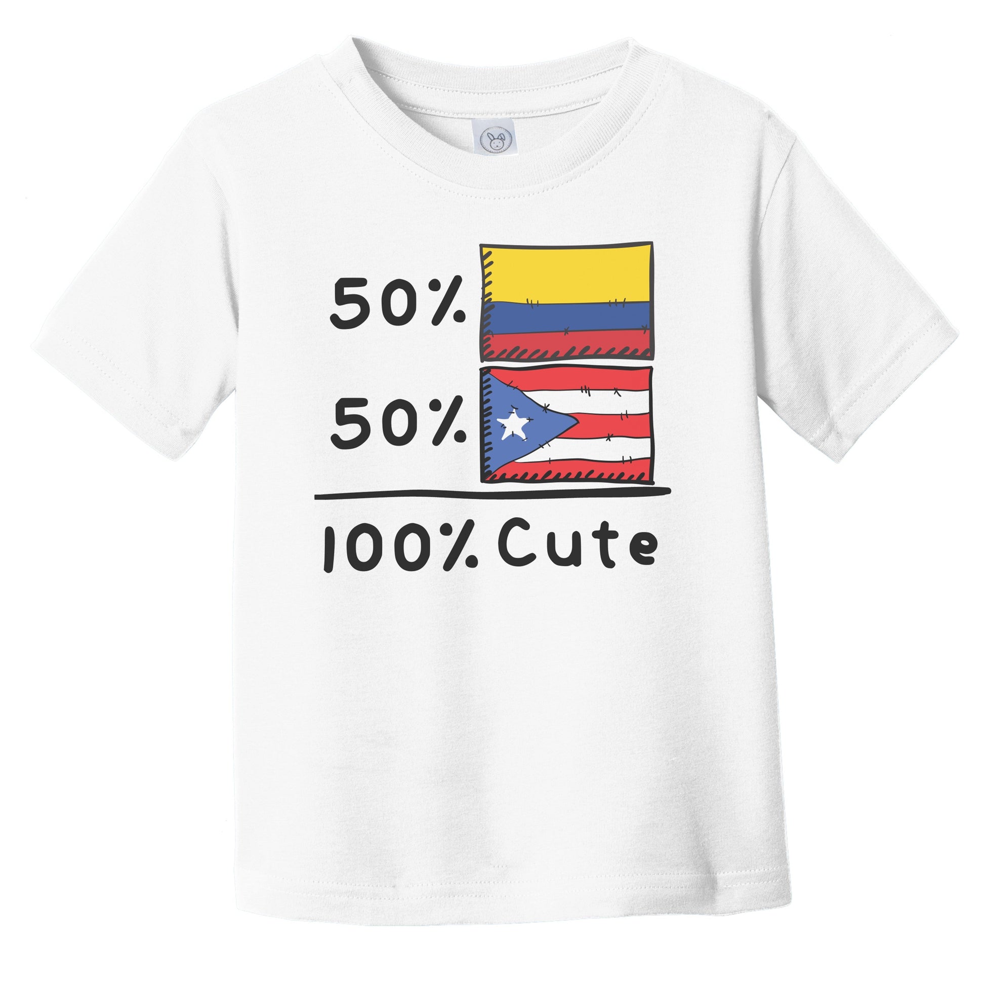 50% Colombian Plus 50% Puerto Rican Equals 100% Cute Colombia Puerto Rico Flags Infant Toddler T-Shirt