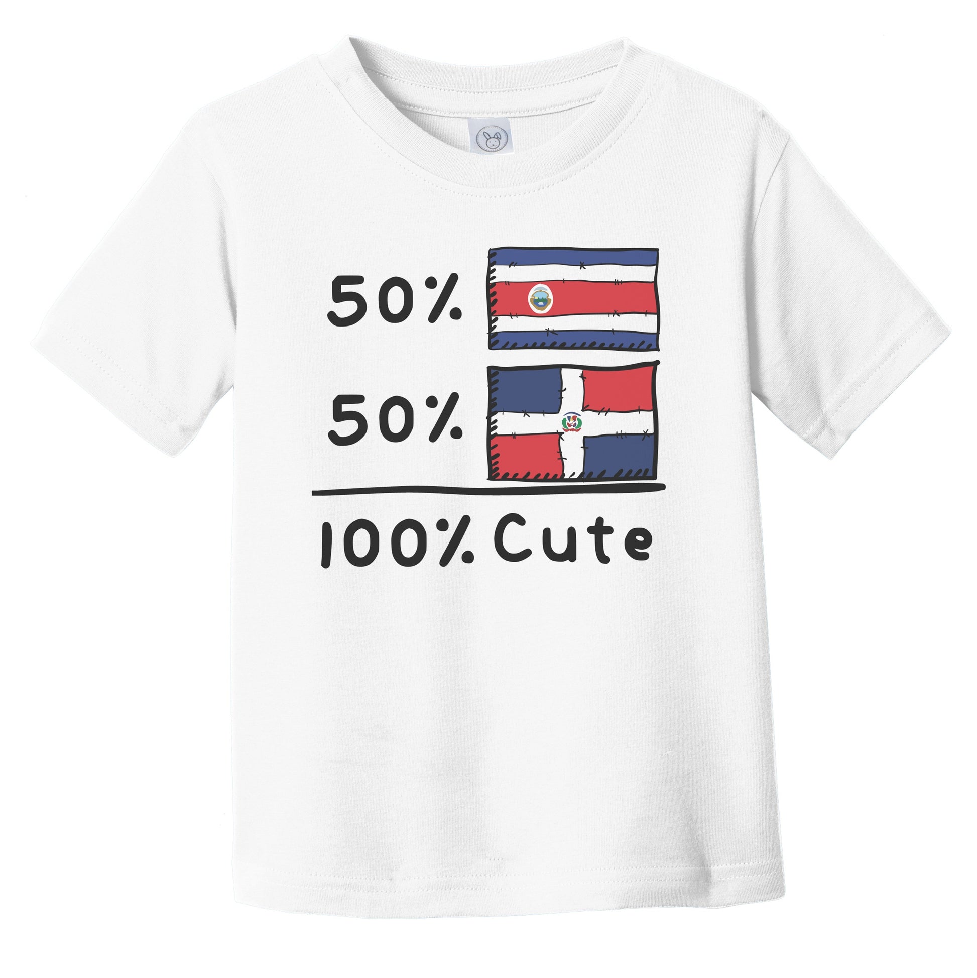 50% Costa Rican Plus 50% Dominican Equals 100% Cute Costa Rica Dominican Republic Flags Infant Toddler T-Shirt