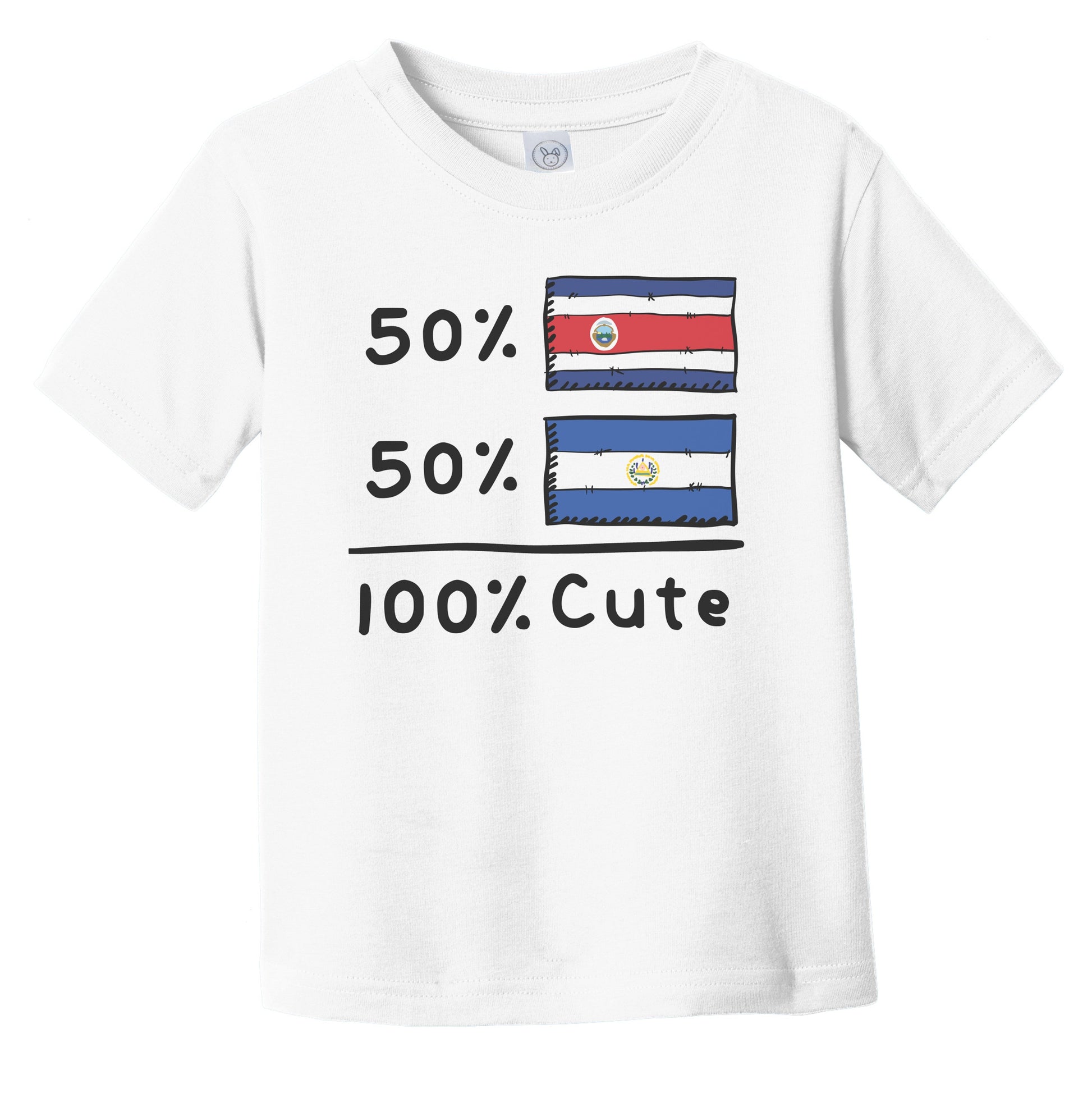 50% Costa Rican Plus 50% Salvadorian Equals 100% Cute Costa Rica El Salvador Flags Infant Toddler T-Shirt