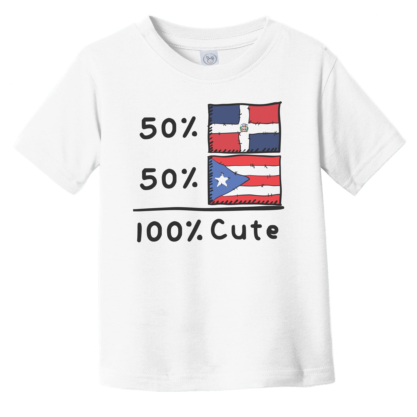 50% Dominican Plus 50% Puerto Rican Equals 100% Cute Dominican Republic Puerto Rico Flags Infant Toddler T-Shirt