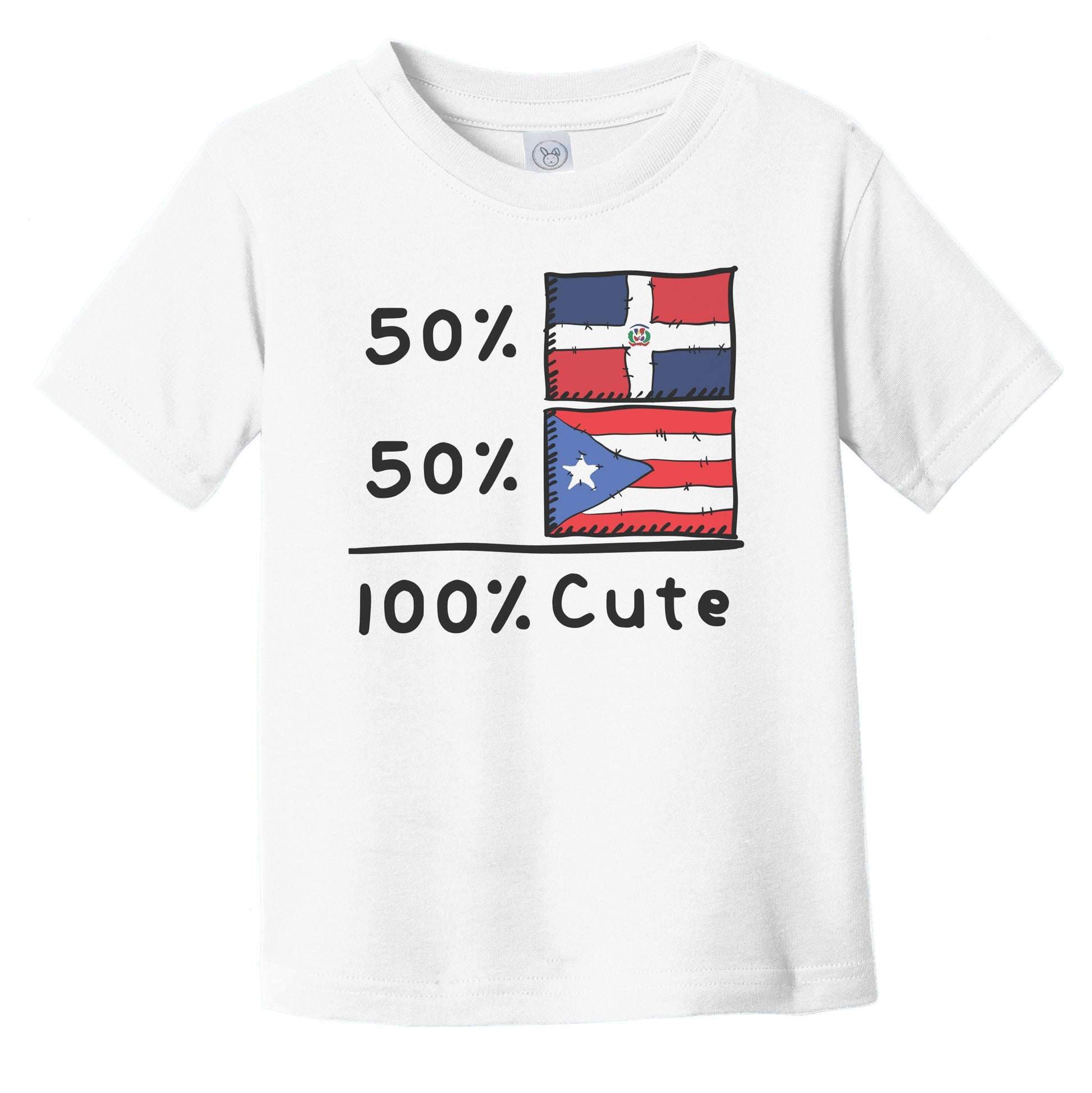 50% Dominican Plus 50% Puerto Rican Equals 100% Cute Dominican Republic Puerto Rico Flags Infant Toddler T-Shirt