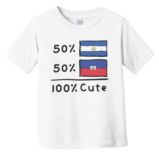 50% Salvadorian Plus 50% Haitian Equals 100% Cute El Salvador Haiti Flags Infant Toddler T-Shirt