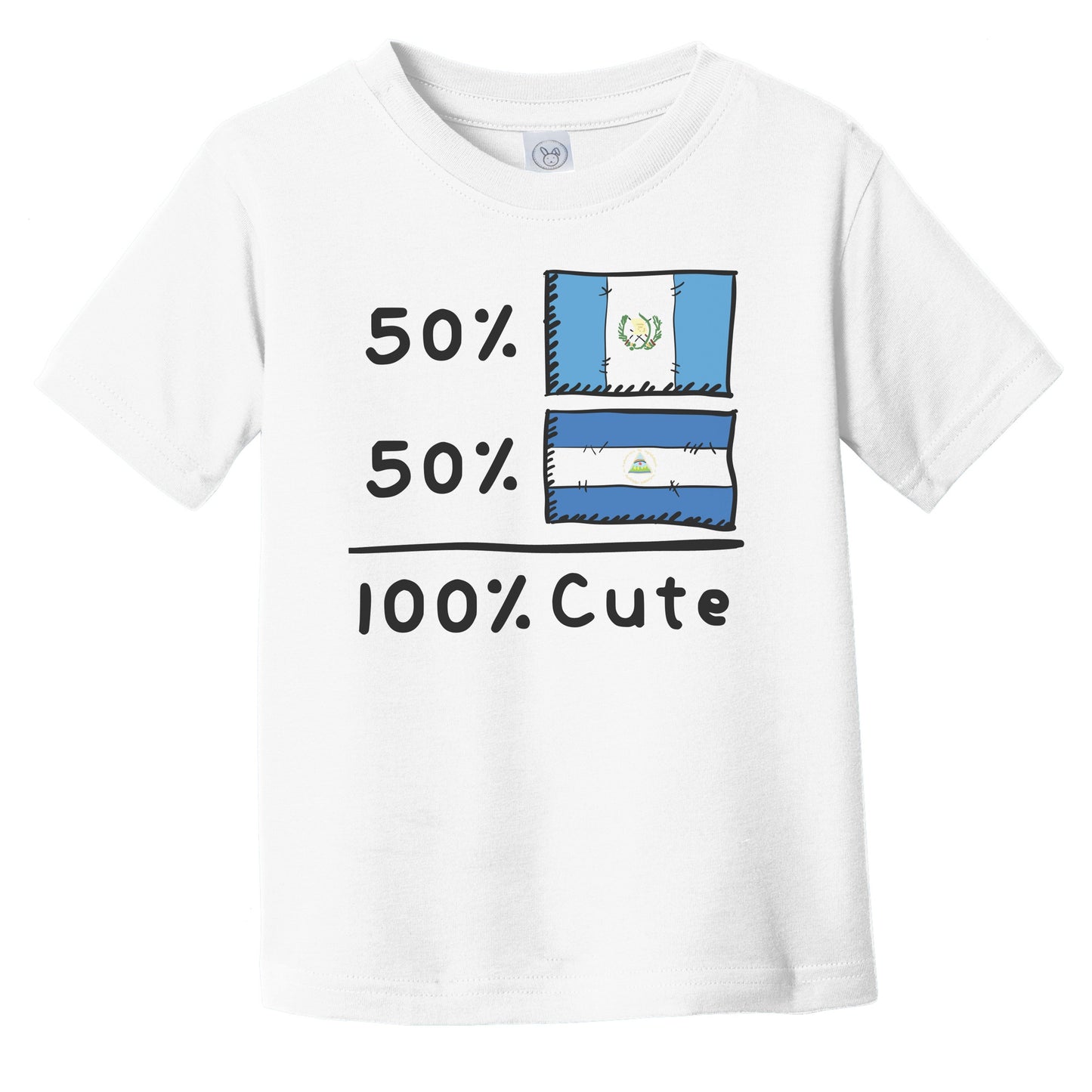 50% Guatemalan Plus 50% Nicaraguan Equals 100% Cute Guatemala Nicaragua Flags Infant Toddler T-Shirt