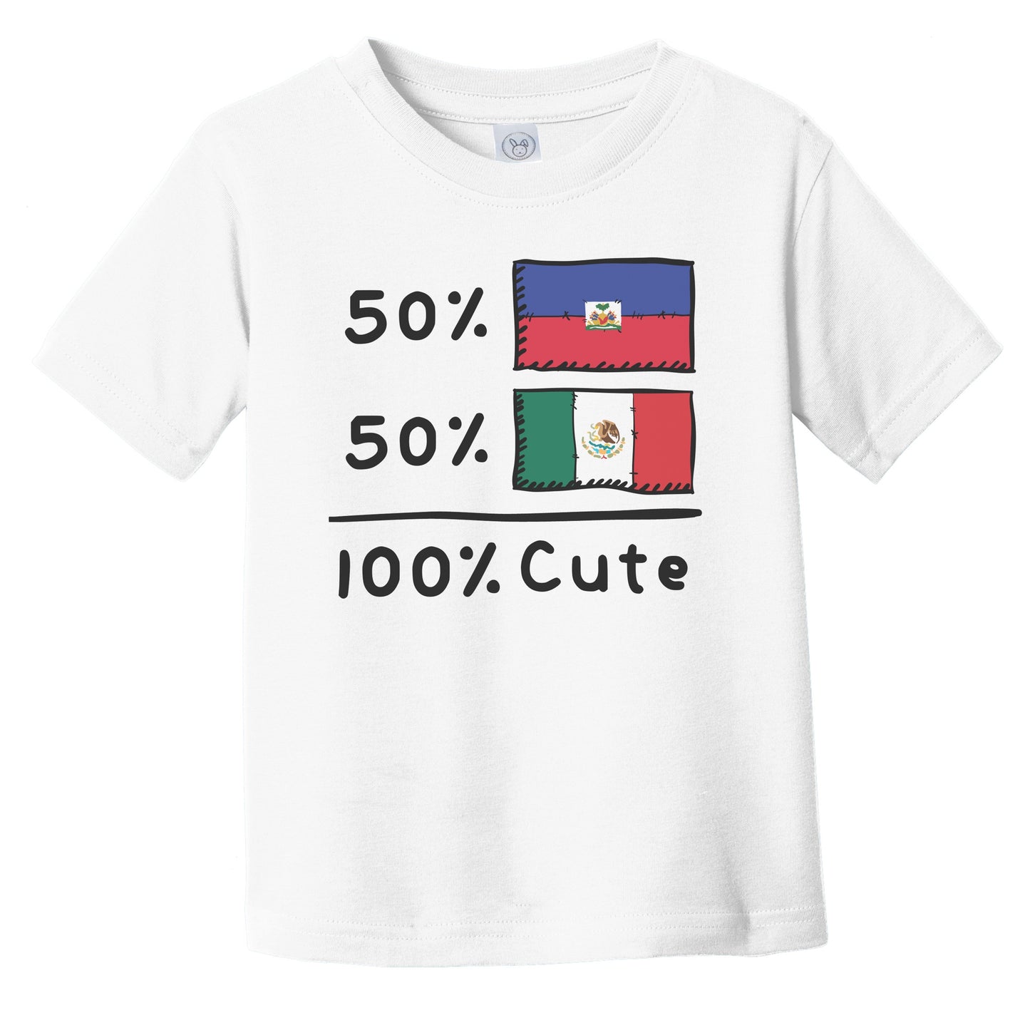 50% Haitian Plus 50% Mexican Equals 100% Cute Haiti Mexico Flags Infant Toddler T-Shirt