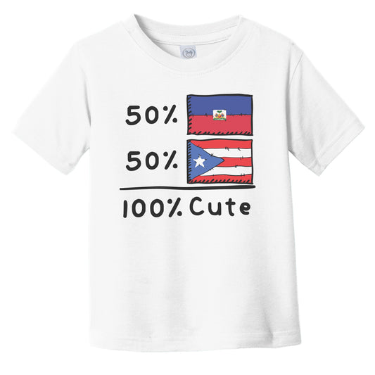 50% Haitian Plus 50% Puerto Rican Equals 100% Cute Haiti Puerto Rico Flags Infant Toddler T-Shirt