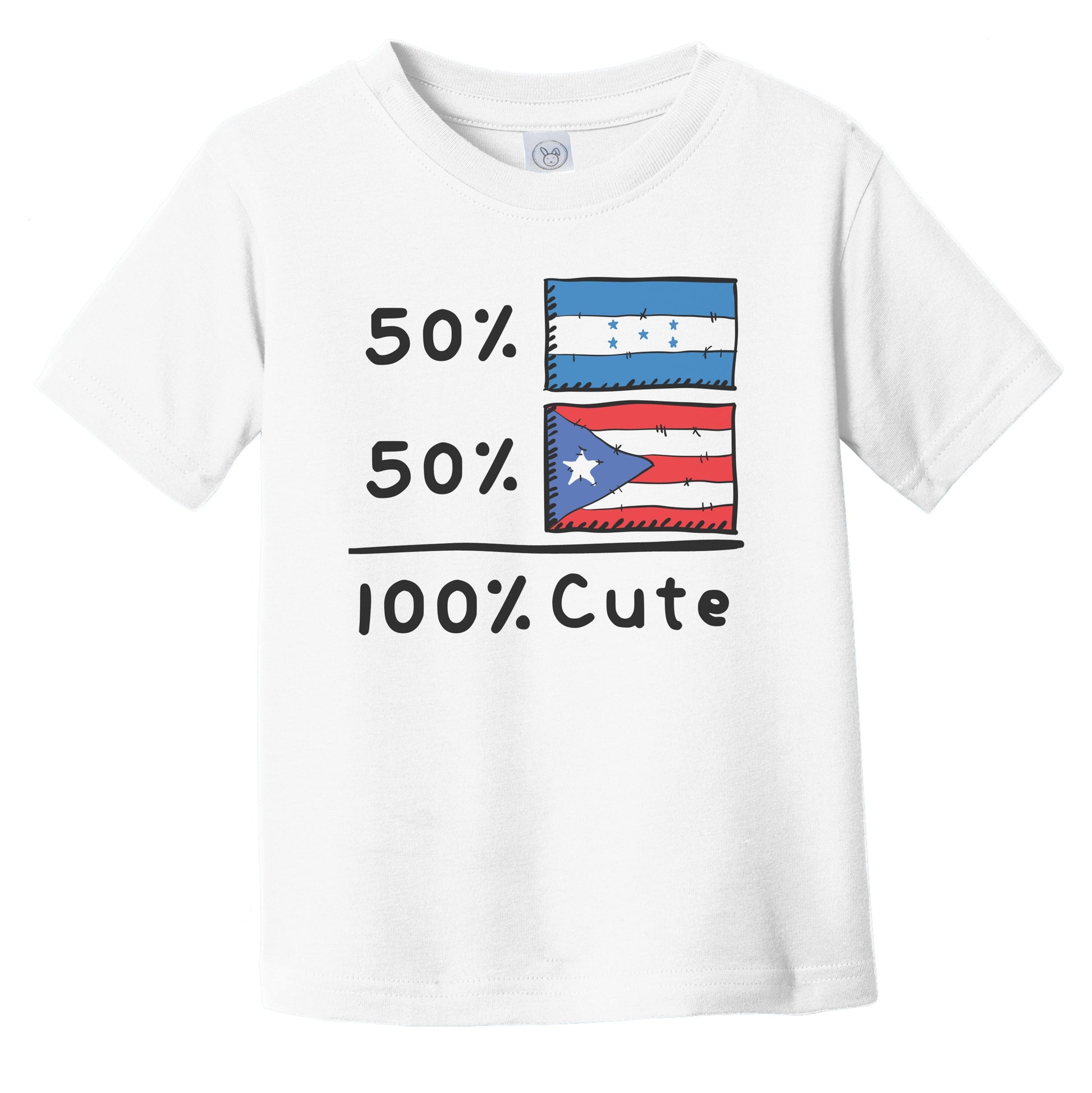 50% Honduran Plus 50% Puerto Rican Equals 100% Cute Honduras Puerto Rico Flags Infant Toddler T-Shirt