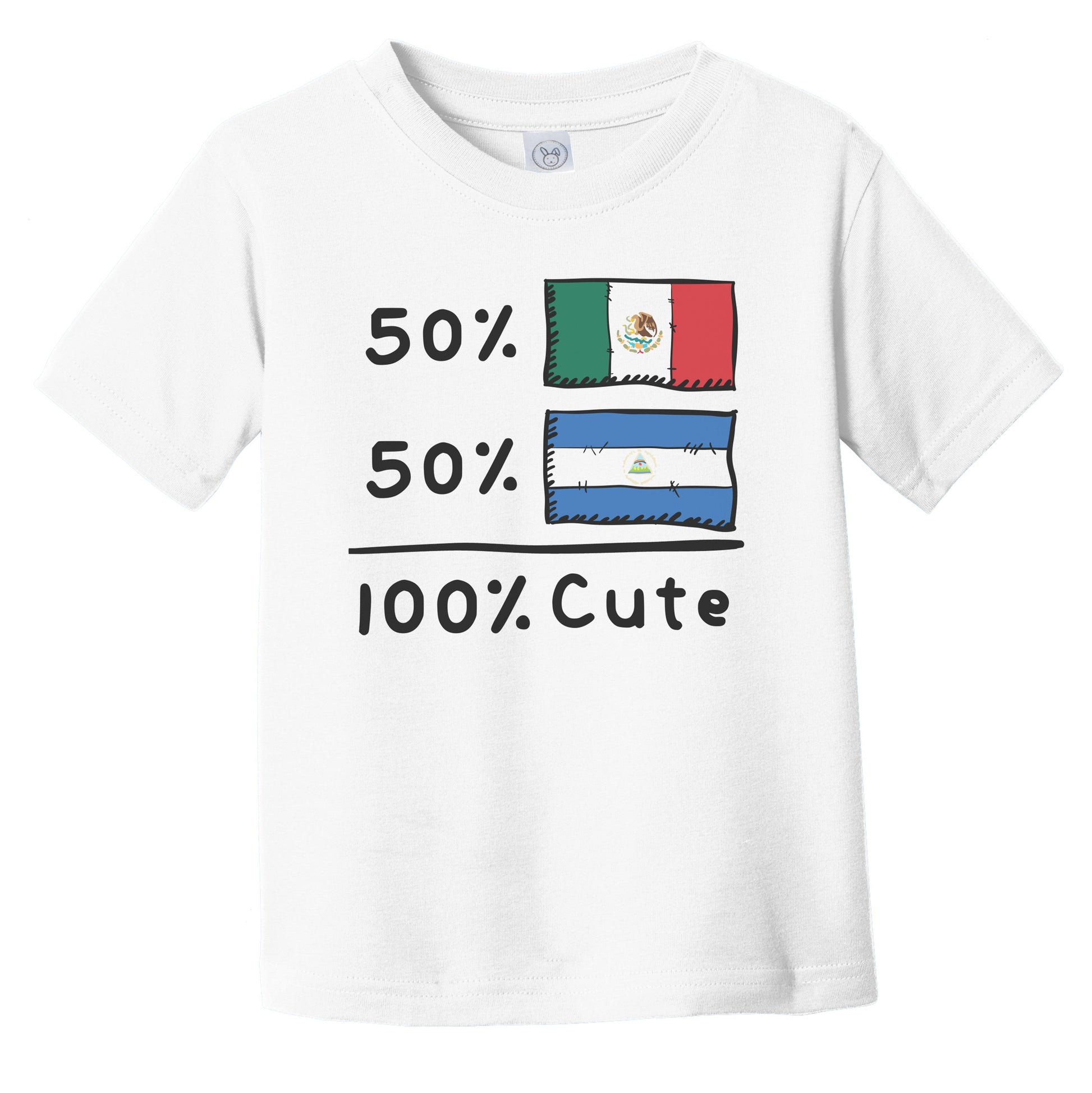 50% Mexican Plus 50% Nicaraguan Equals 100% Cute Mexico Nicaragua Flags Infant Toddler T-Shirt